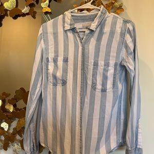 Rails denim striped button down shirt